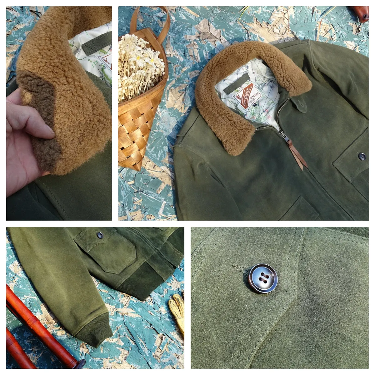 Men's G-1 Suede Flight Jacket Olive