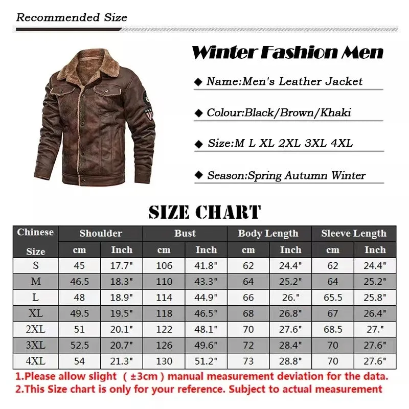 Mens Jackets and Coats Retro Style Suede Leather Jacket Men Leather Motorcycle Jacket Fur Lined Warm Coat Winter Velvet Overcoat