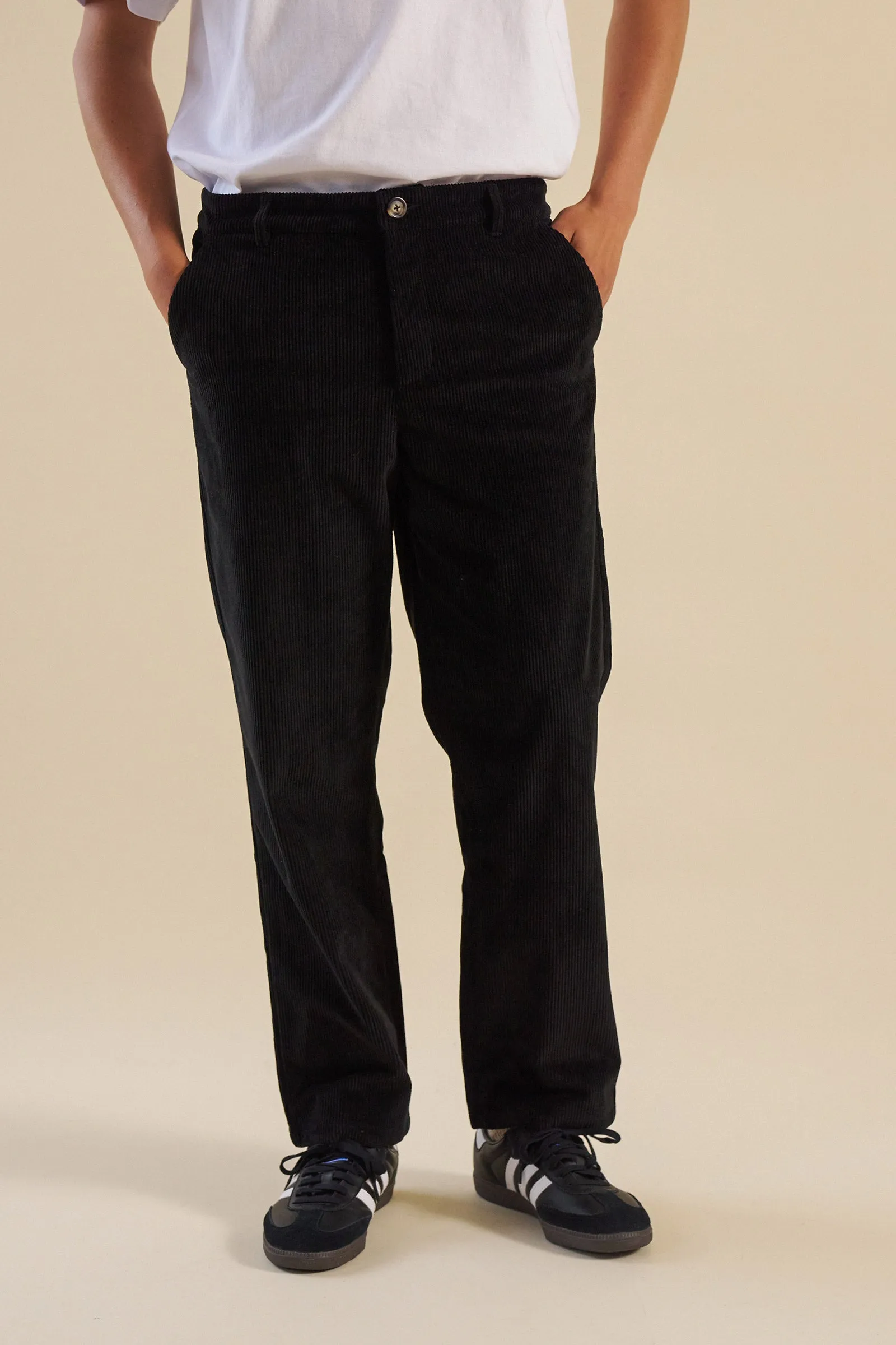 MIDNIGHT BLACK CORDUROY TROUSERS