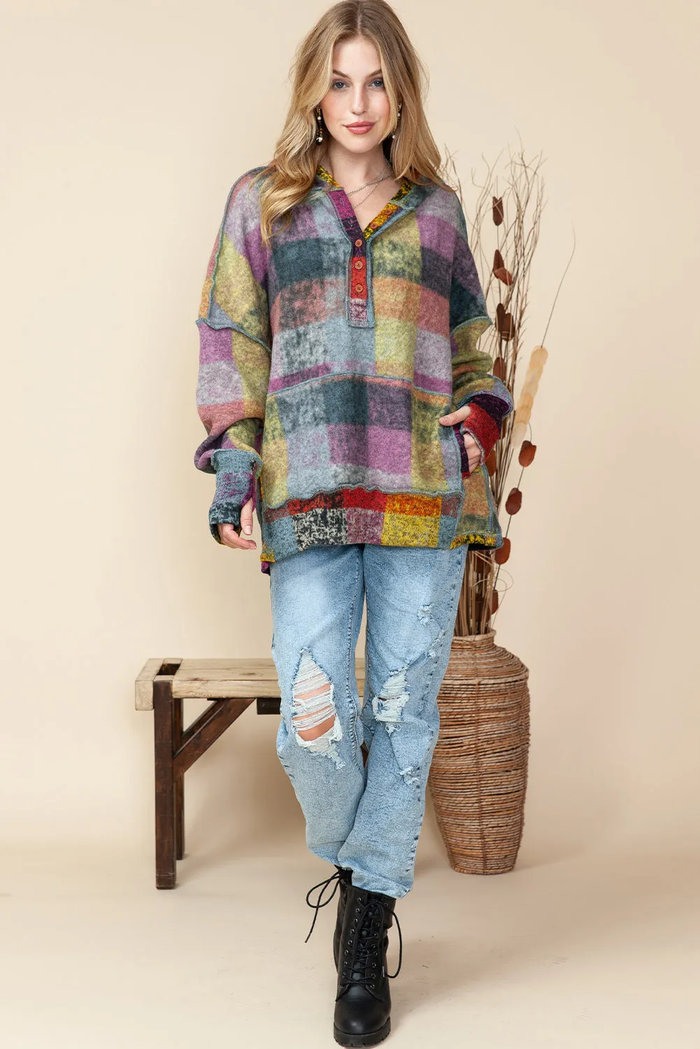 Multicolor Checkered Hoodie