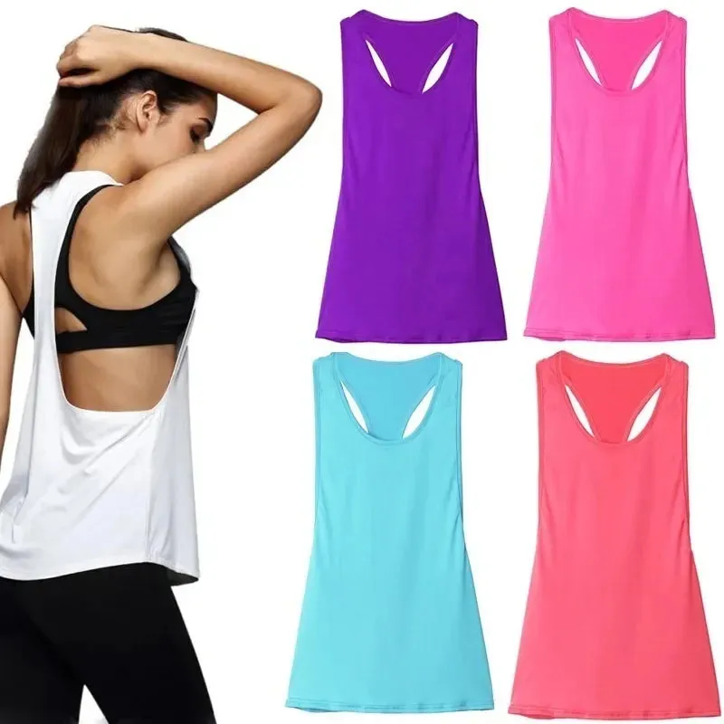 New Sports Overshirt Women's Fitness Sports Tank Top Back T-shaped Quick Dried Slim Sleeveless Running Tank Top Overcoat