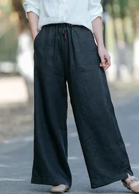 New style literature and art black casual pants Elastic Waist Wide Leg Pants