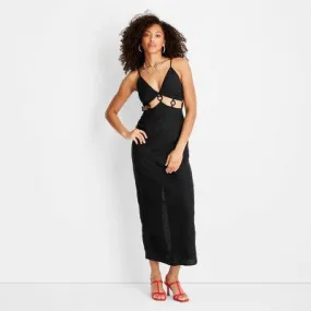 New - Women's Sleeveless Ring Detail Maxi Dress - Future Collective with Jenee Naylor Black 4