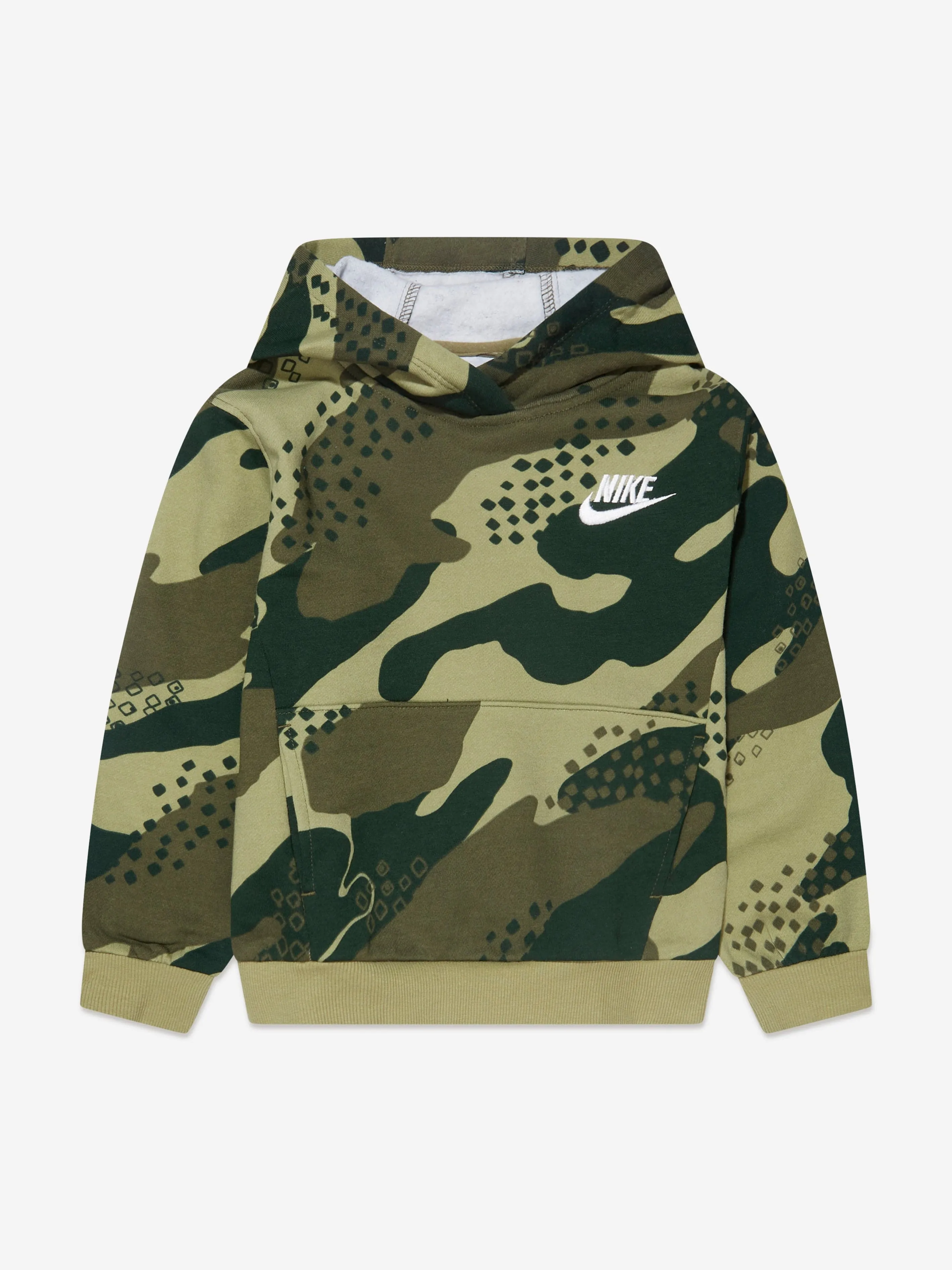 Nike Boys NSW Club Camo Hoodie in Green