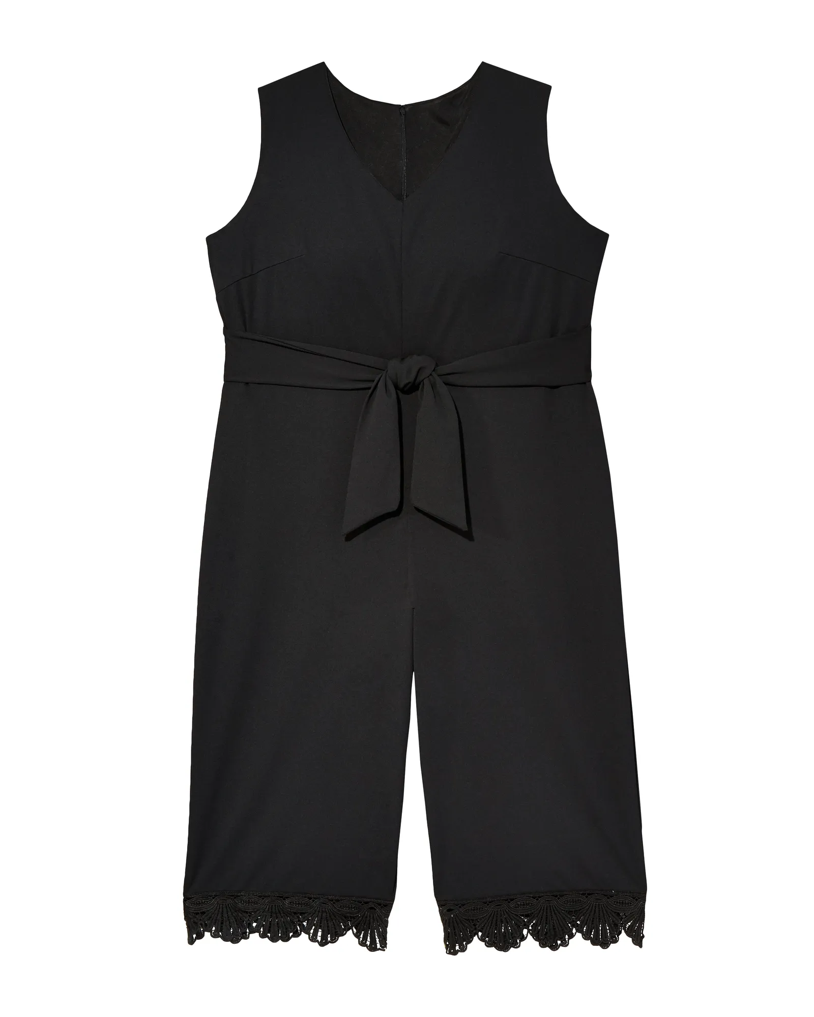 Olympia Tie Waist Cropped Jumpsuit | Black