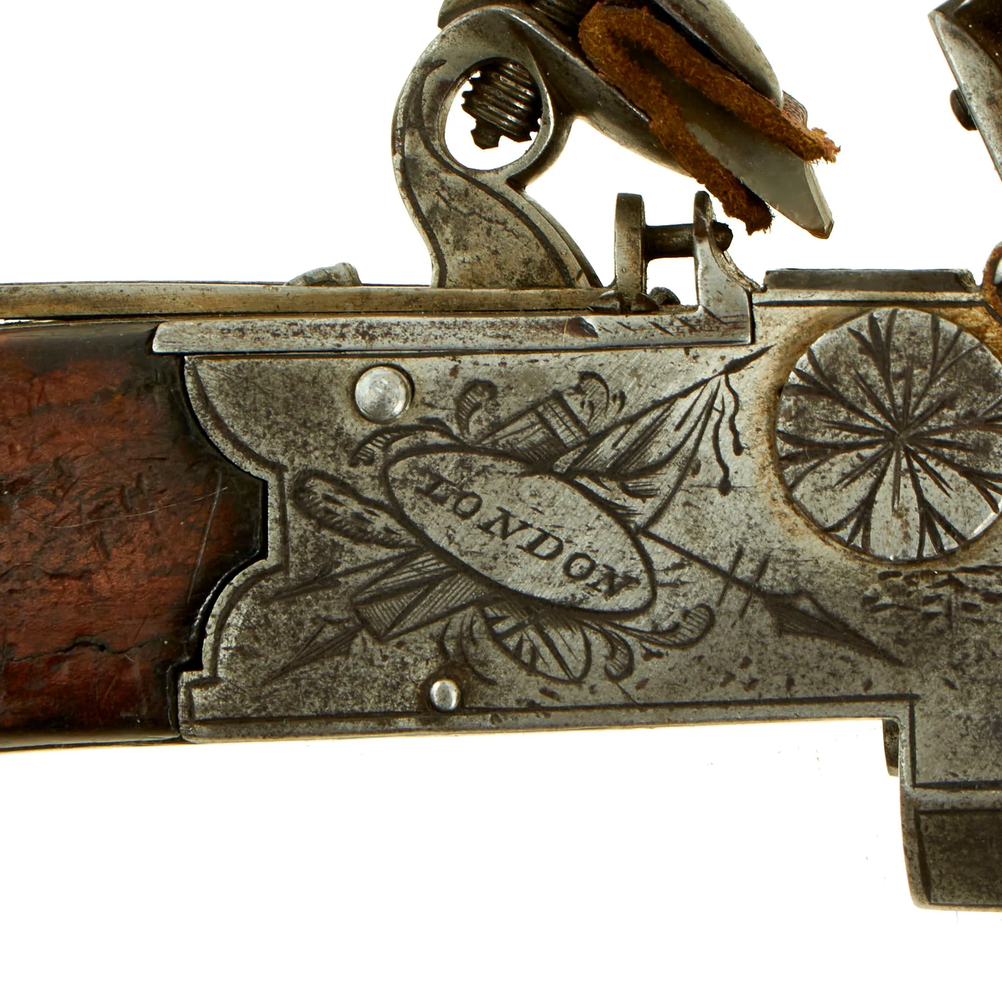 Original British Over & Under Flintlock Double Barrel Tap Action Pistol by G. Sturman of London c. 1820