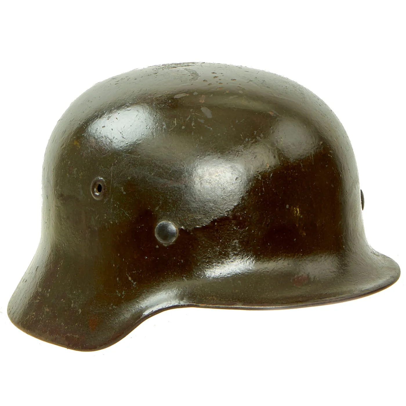 Original German WWII Army Heer M40 Single Decal Steel Helmet with Damaged Liner - EF64