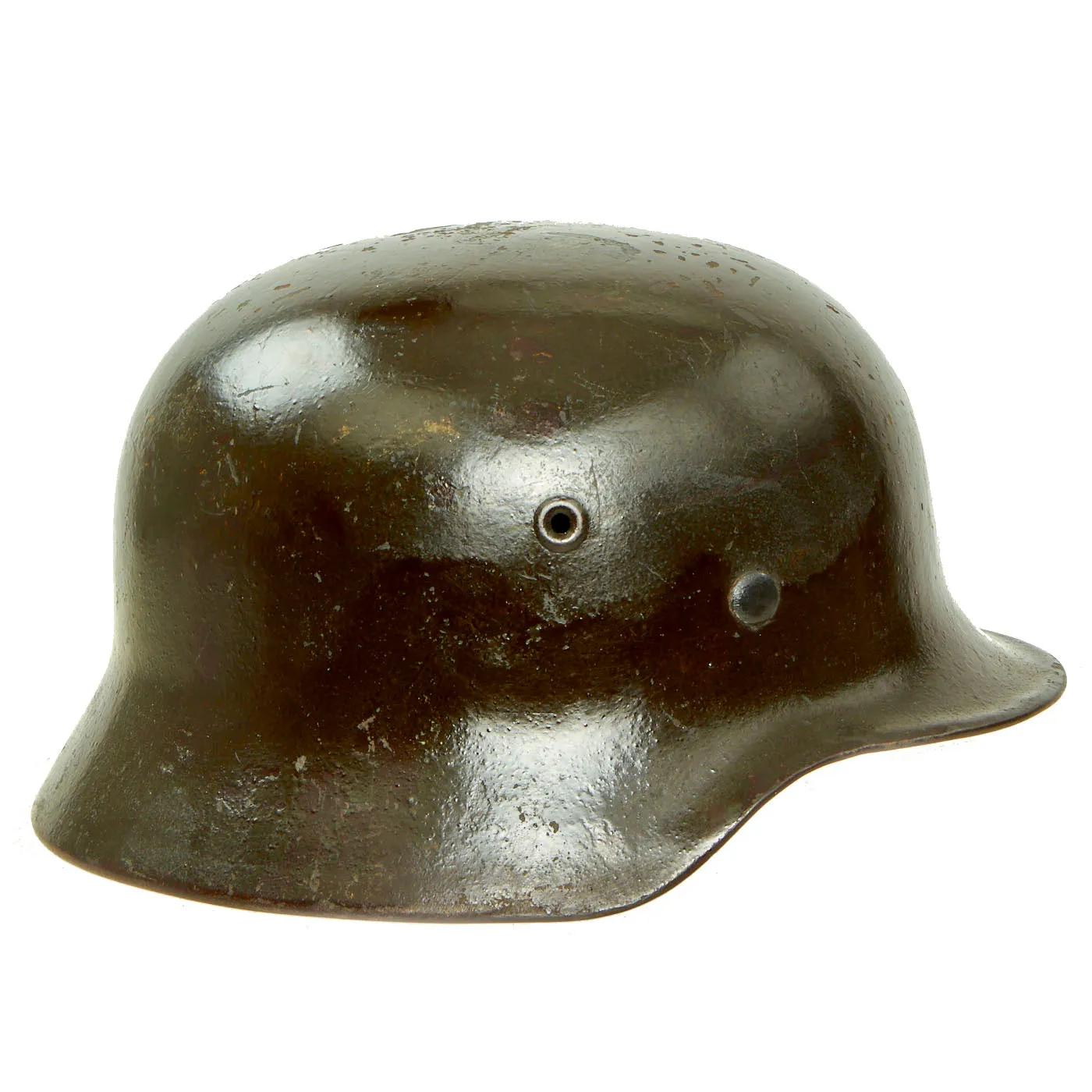 Original German WWII Army Heer M40 Single Decal Steel Helmet with Damaged Liner - EF64