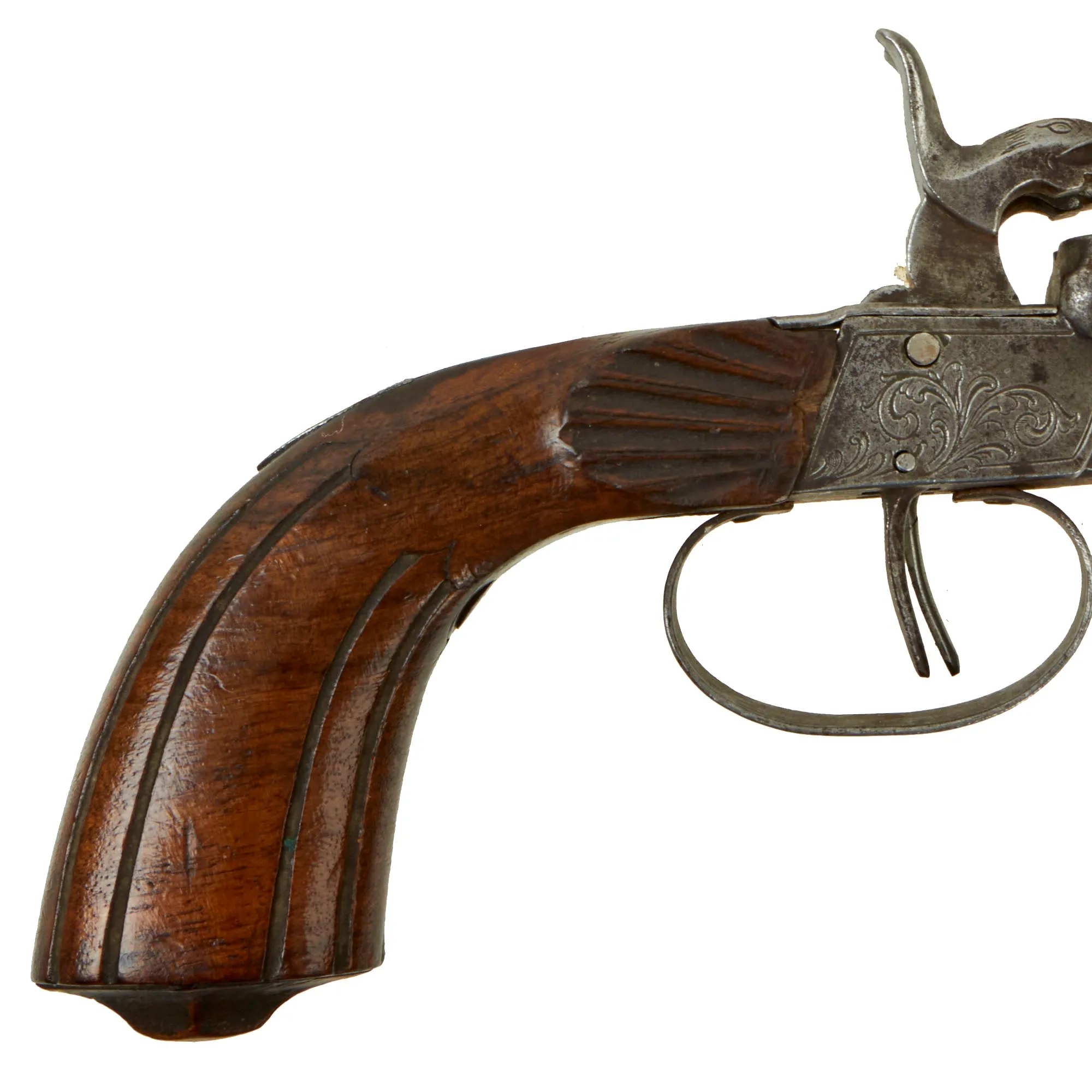 Original U.S. Civil War Era French Style 9mm Pinfire Double Barrel Pistol with Under Lever Breech - circa 1855