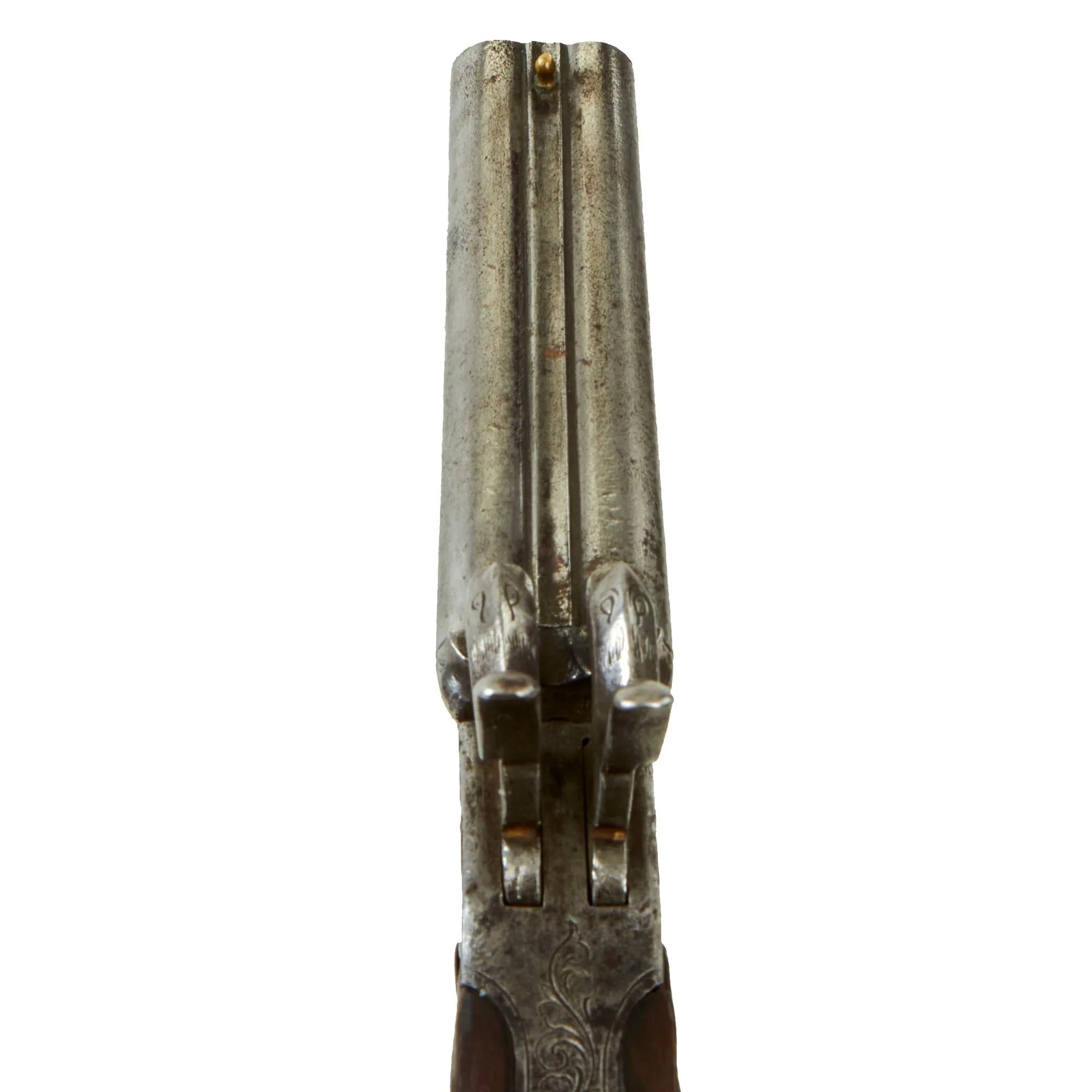 Original U.S. Civil War Era French Style 9mm Pinfire Double Barrel Pistol with Under Lever Breech - circa 1855