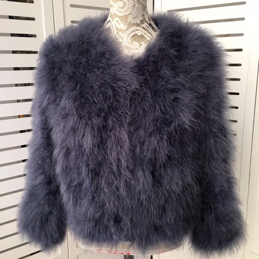 Ostrich Feather Jacket - Dark Grey