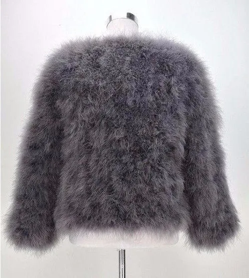 Ostrich Feather Jacket - Dark Grey