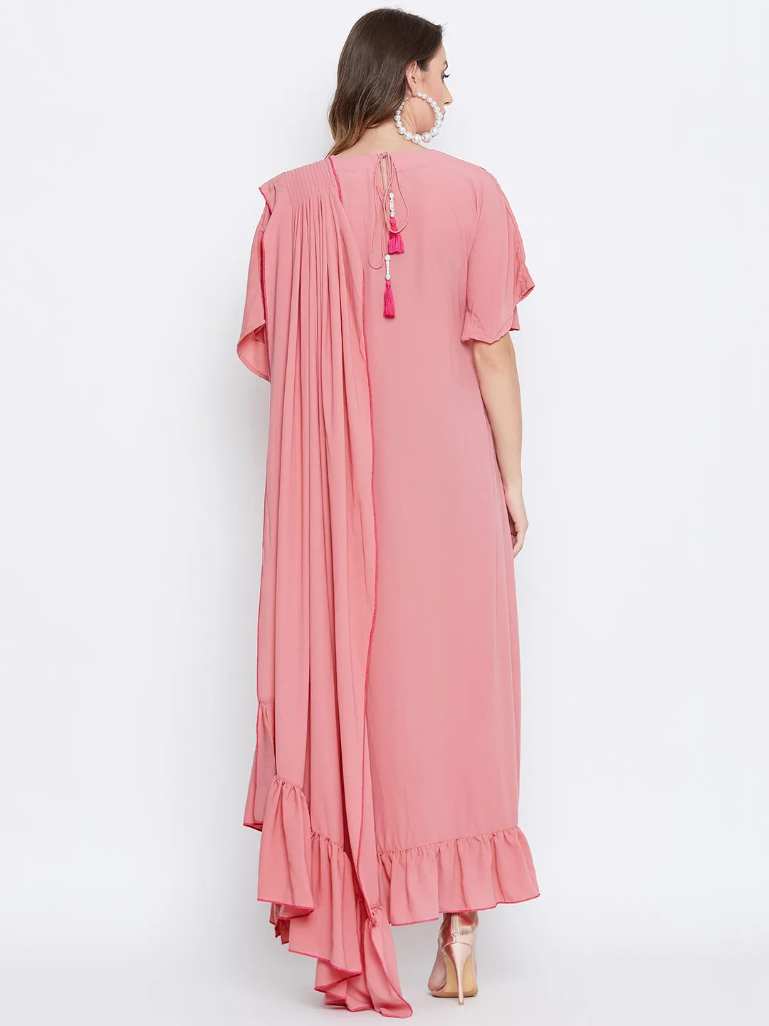 Pink Blush Embellished Draped Kaftan (Final Sale)