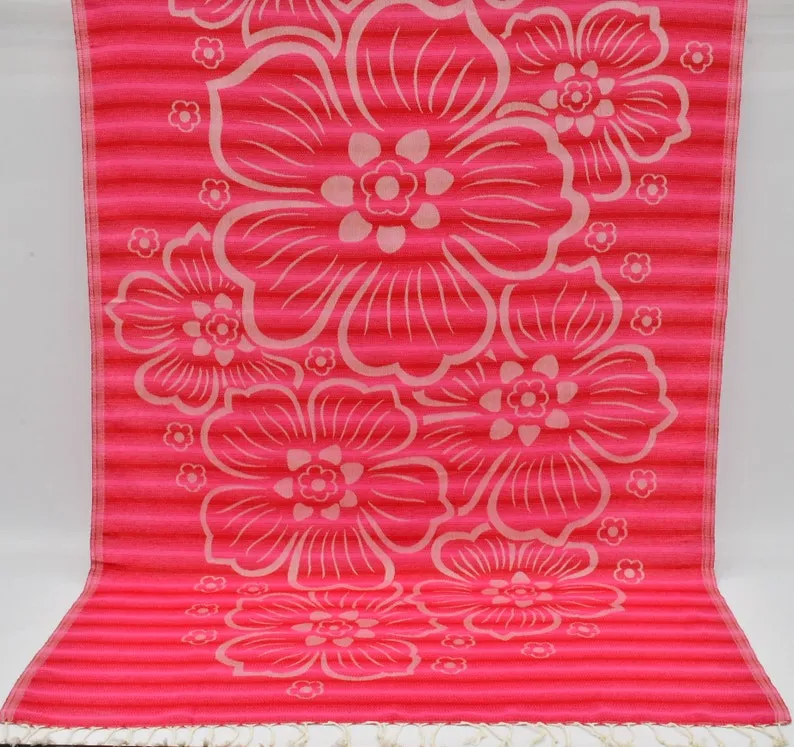 Pink Hibiscus Flowers 100% Cotton Towel