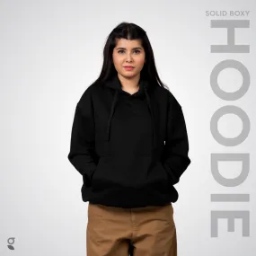 Premium Boxy Drop Shoulder Hoodie | Flash Black