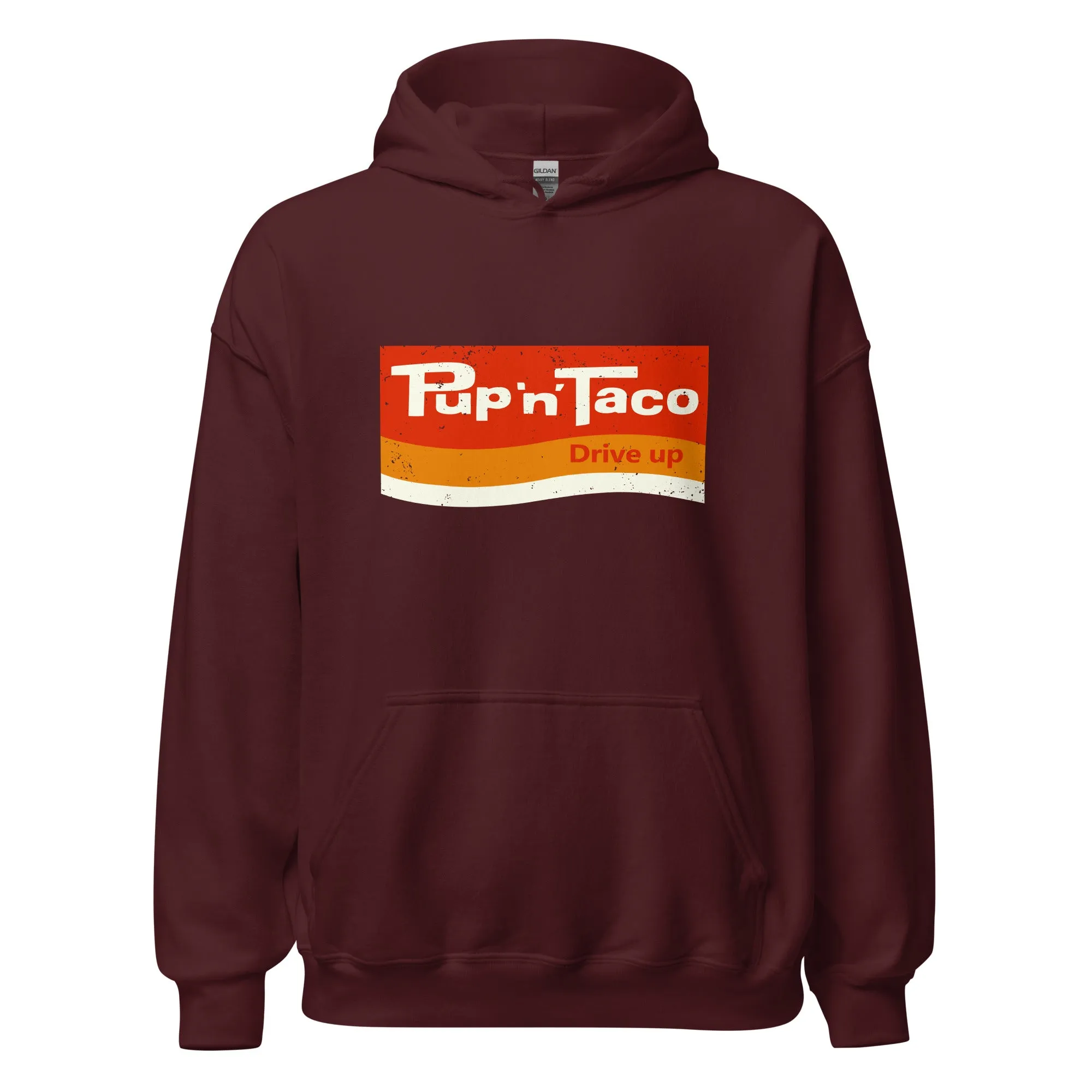 Pup 'n' Taco Hoodie - Retro 70s Vintage Fast Food Chain Sweatshirt