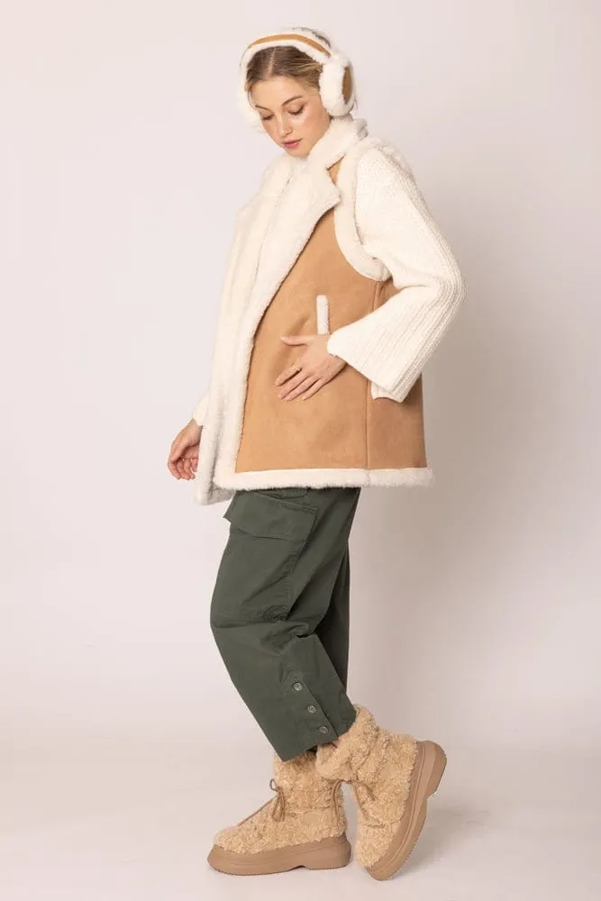 QCV420011 Faux Shearling and Suede Aviator Vest