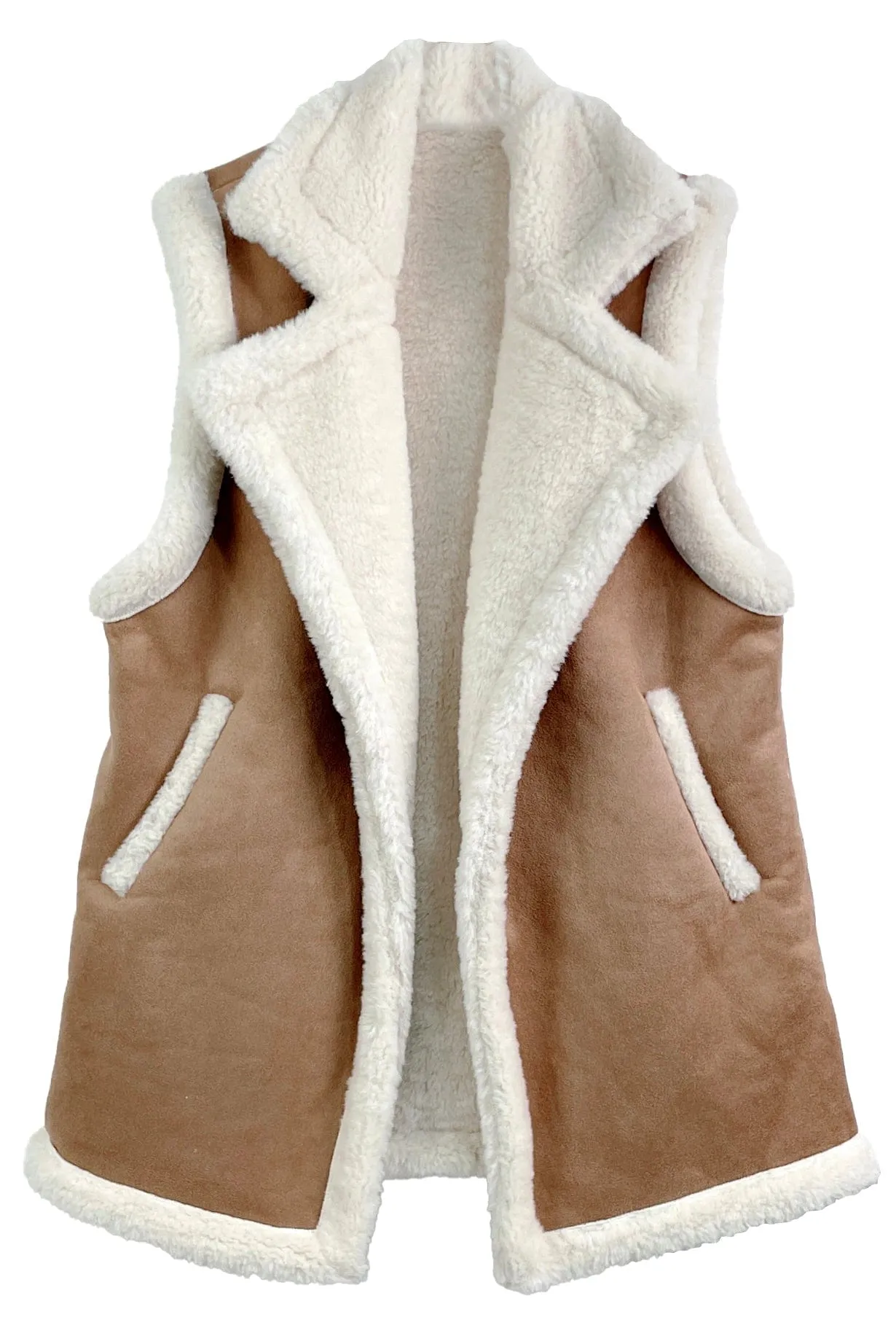 QCV420011 Faux Shearling and Suede Aviator Vest