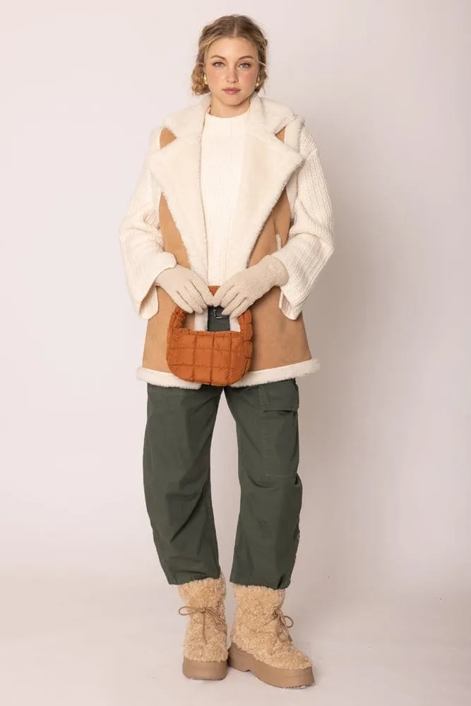 QCV420011 Faux Shearling and Suede Aviator Vest