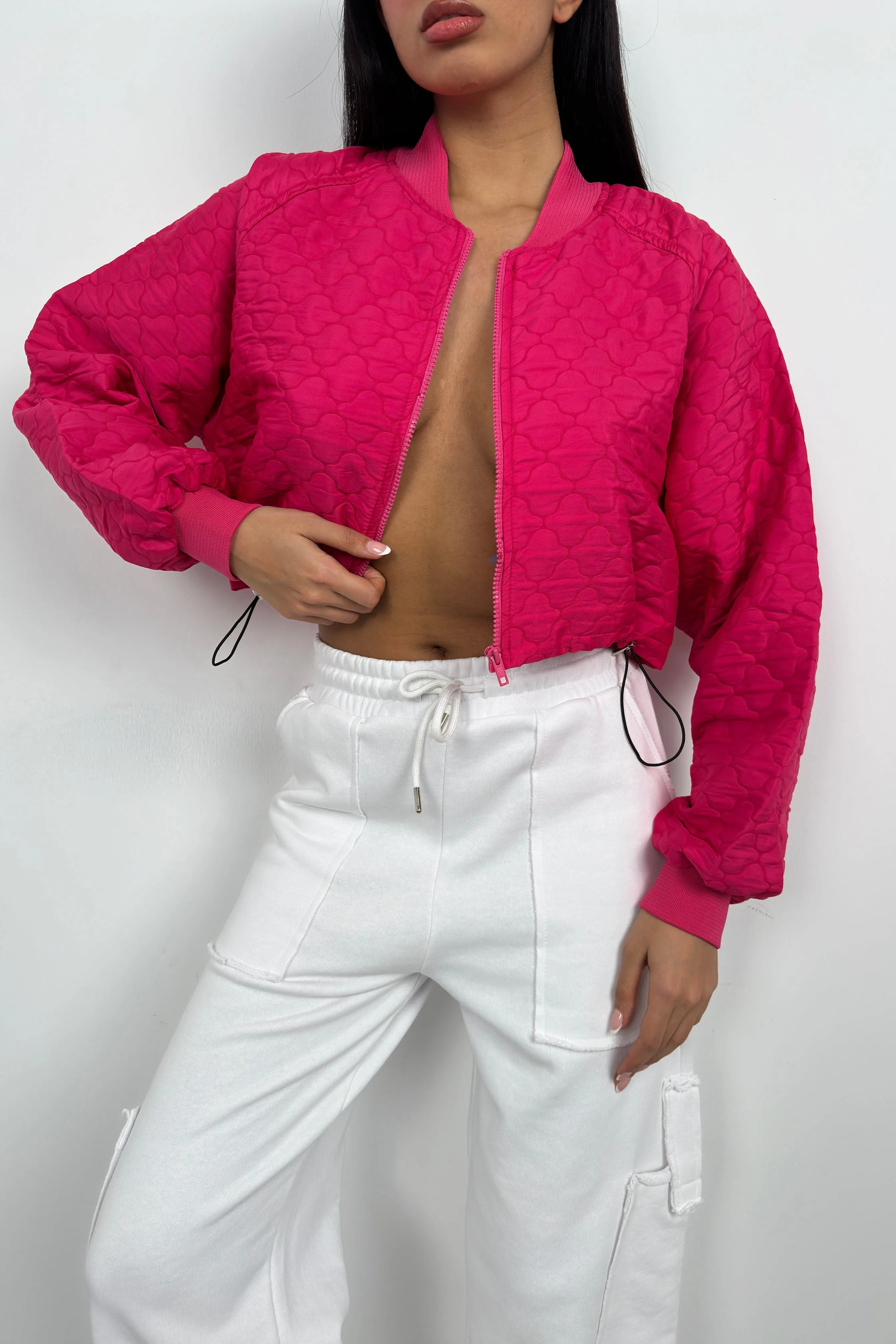 Quilted Bomber Crop Jacket