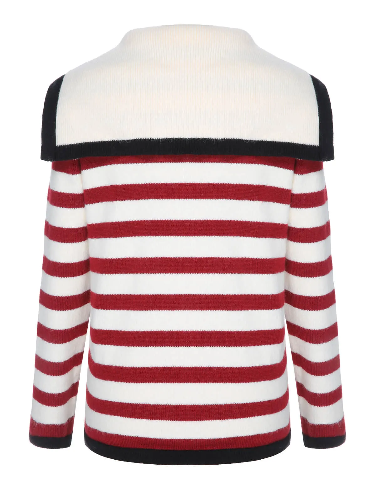 Red 1940s Stripe Sailor Collar Sweater Coat