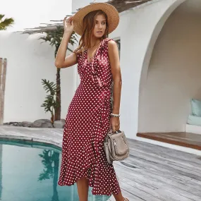 Red Polka Dot Wrap Dress