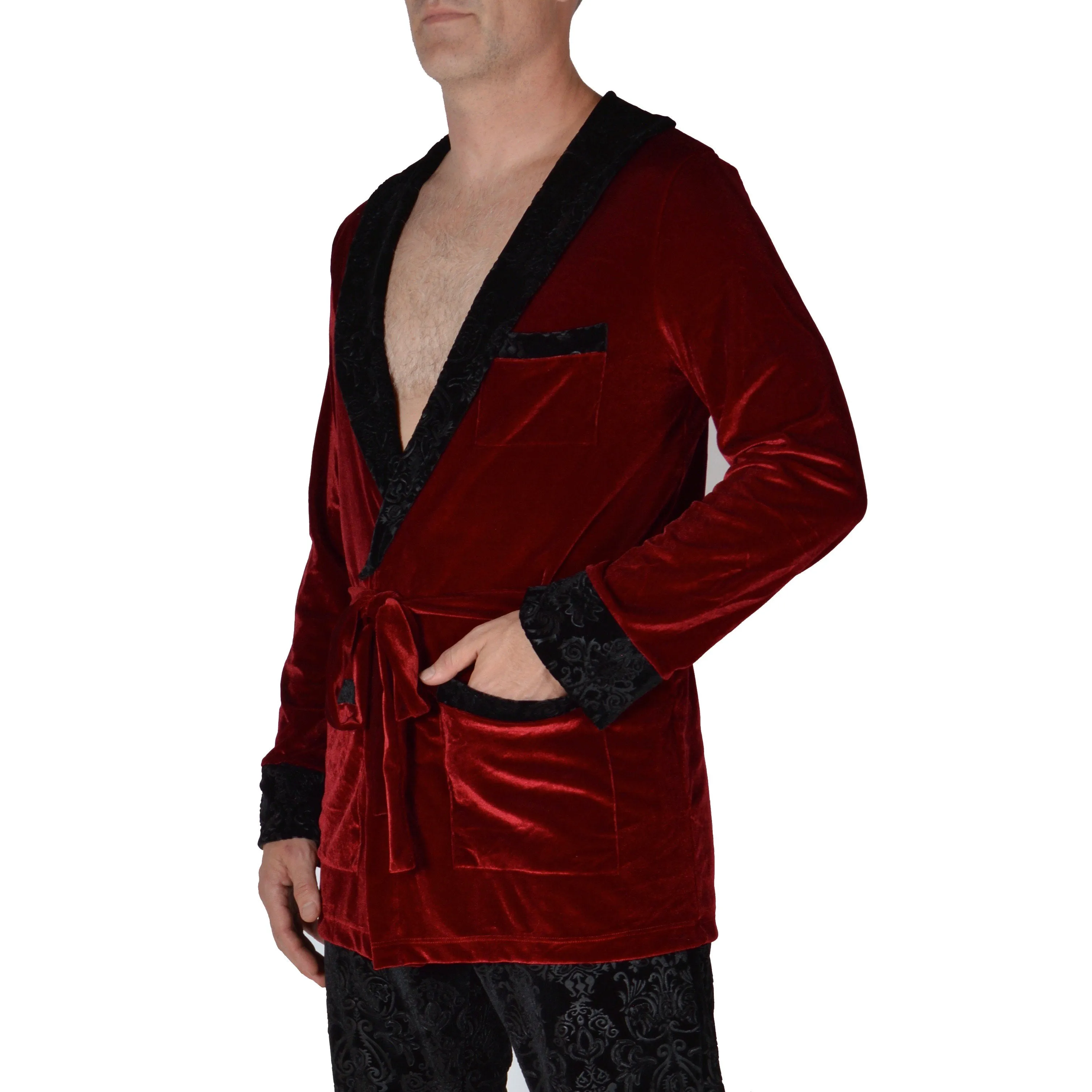 Red Velvet Robe: (Classic Smoking Jacket Style Robe) Great for costume or house party!