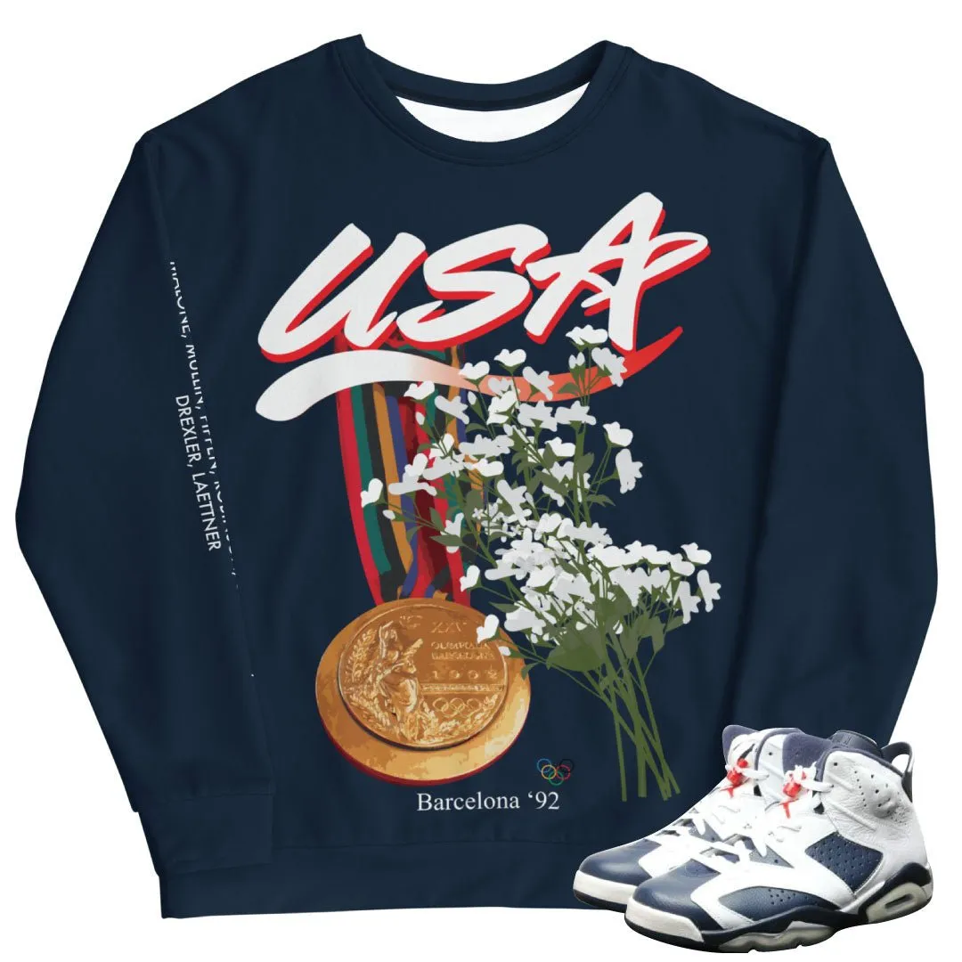 Retro 6 Olympic Dream Team Flowers Sweater