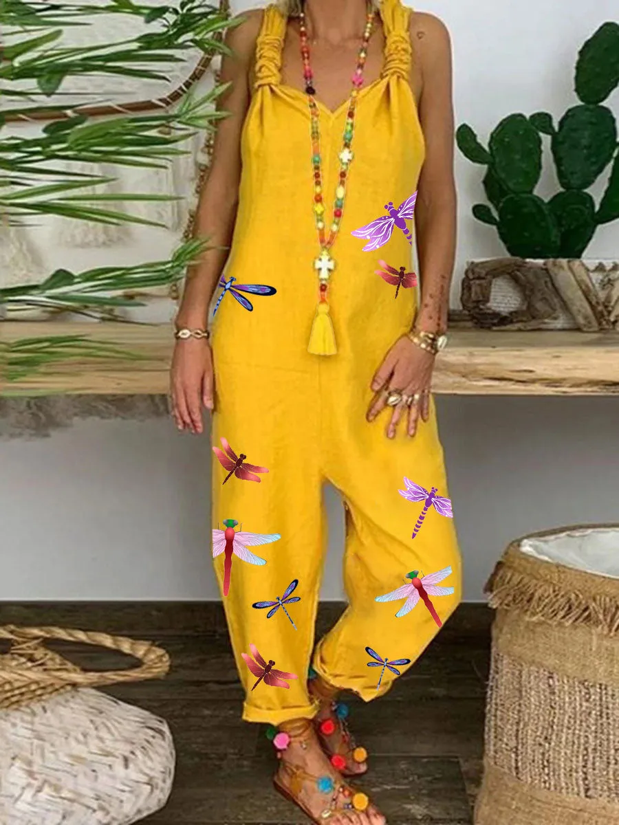 Romantic Garden Dragonfly Summer Leisure Jumpsuit