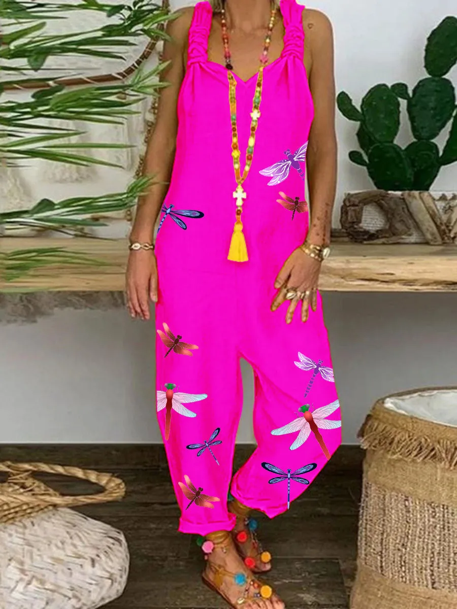 Romantic Garden Dragonfly Summer Leisure Jumpsuit