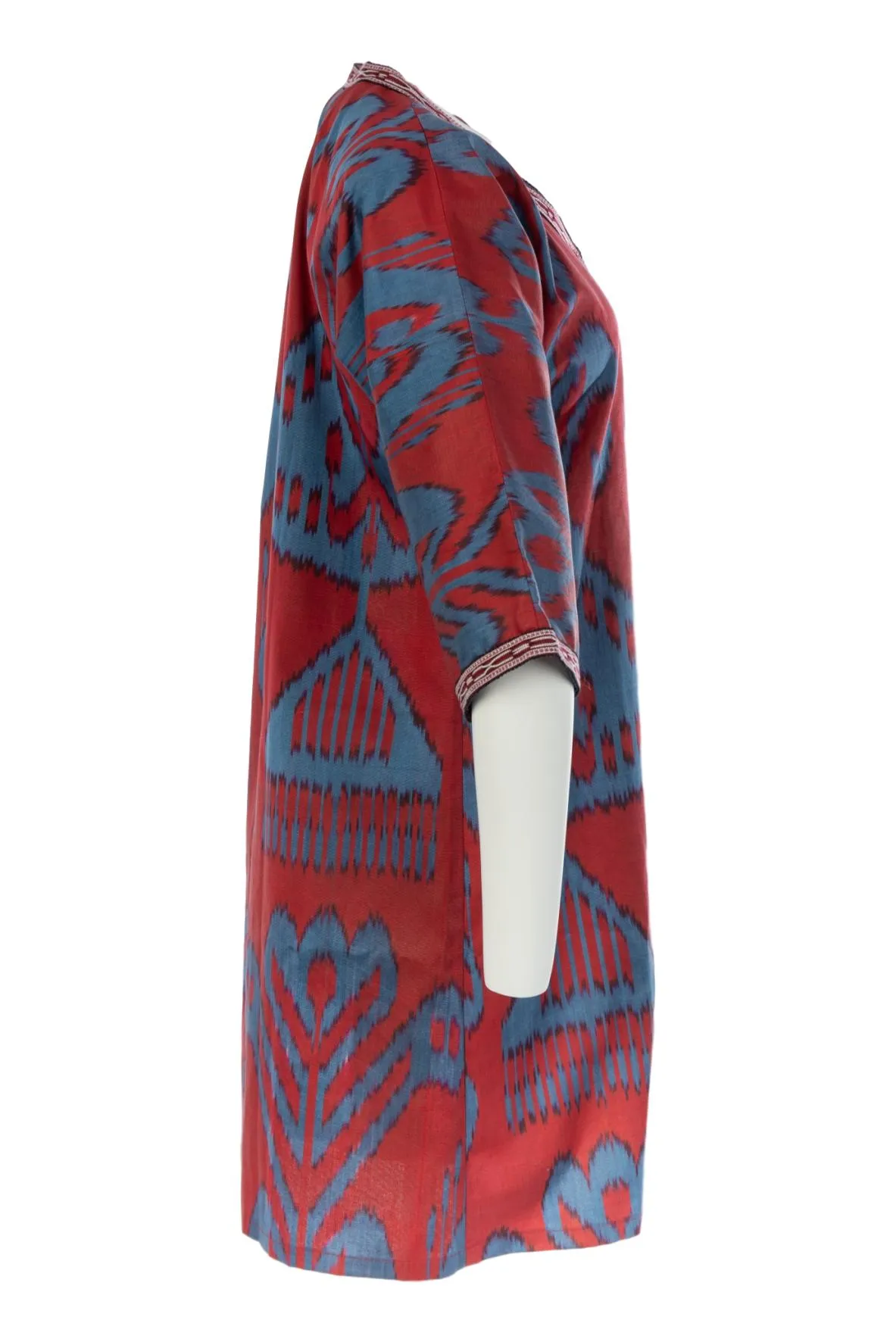 Rowan Silk Ikat Coat - Red, Blue