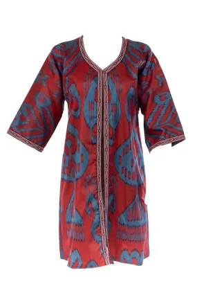 Rowan Silk Ikat Coat - Red, Blue