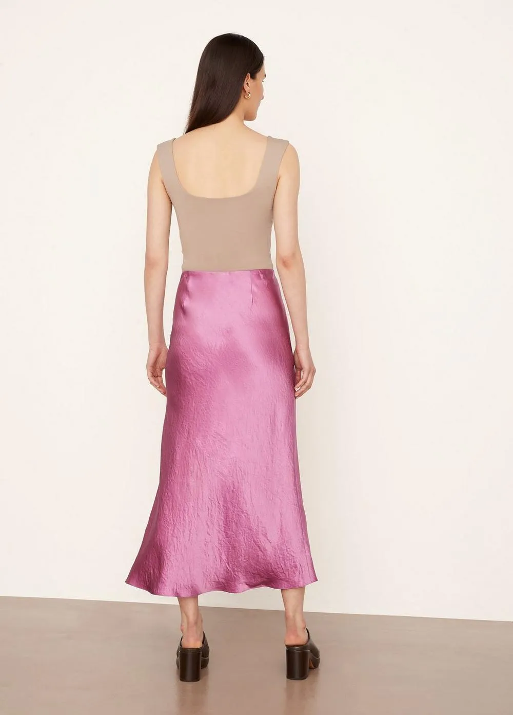 Side Slit Slip Skirt in Camellia