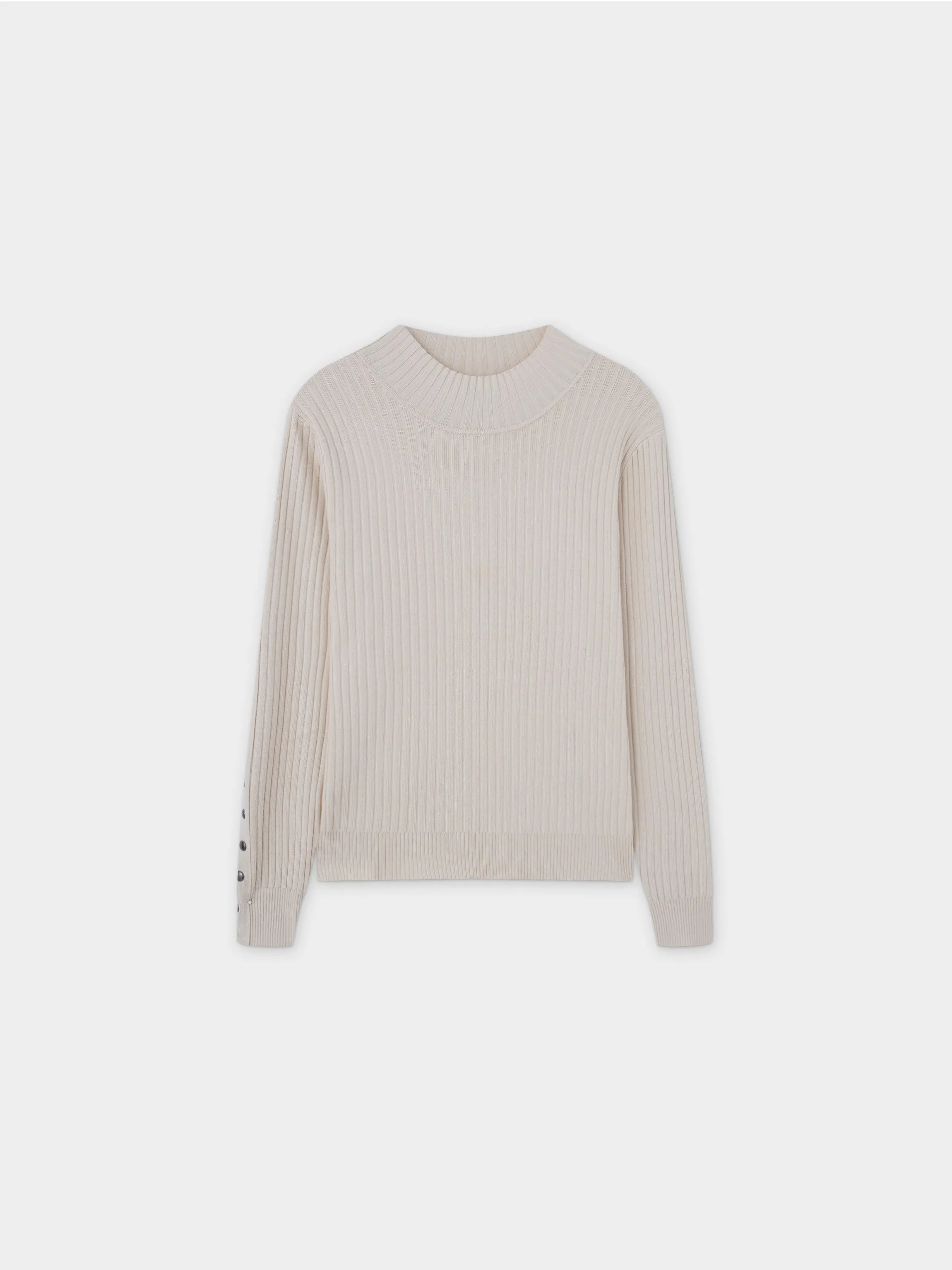 Side Snap Sweater-Cream