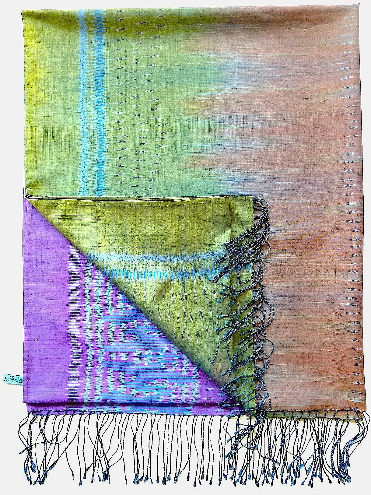 Silk Ikat Shawl Or Throw Amethyst Gold