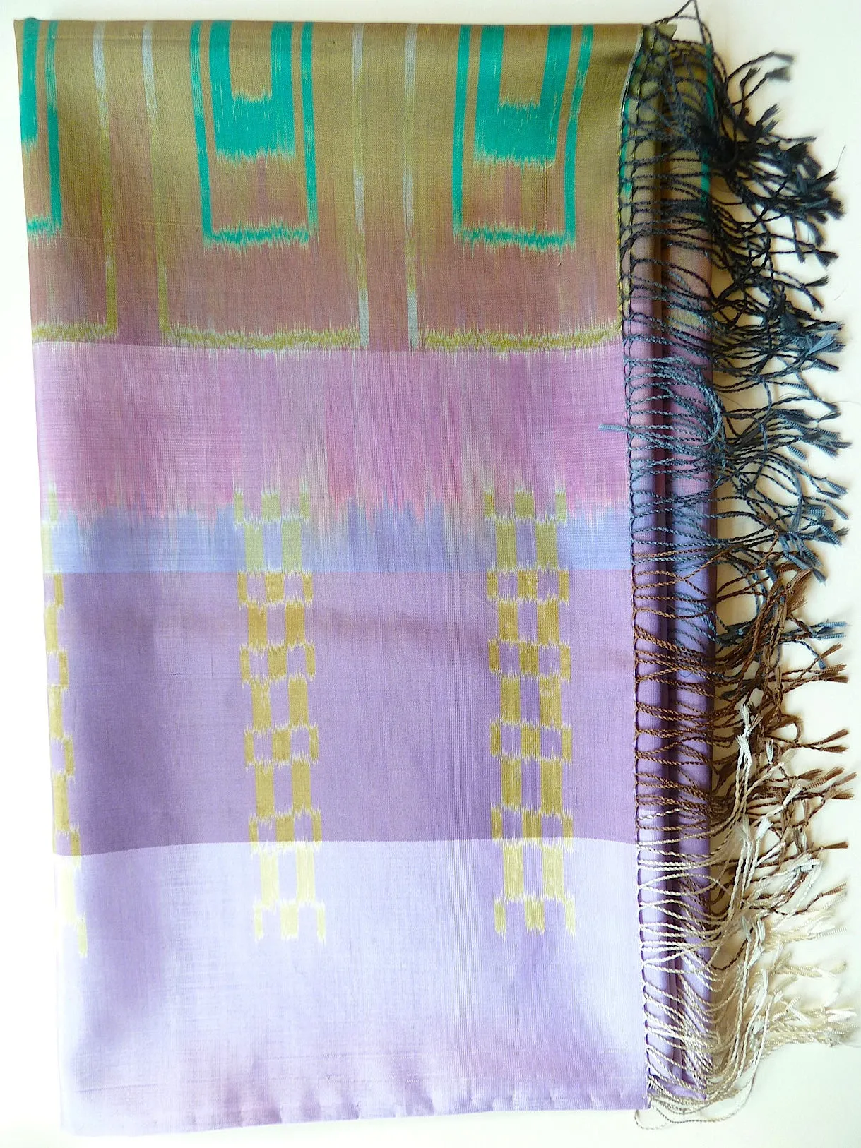 Silk Ikat Shawl Or Throw Amethyst Gold