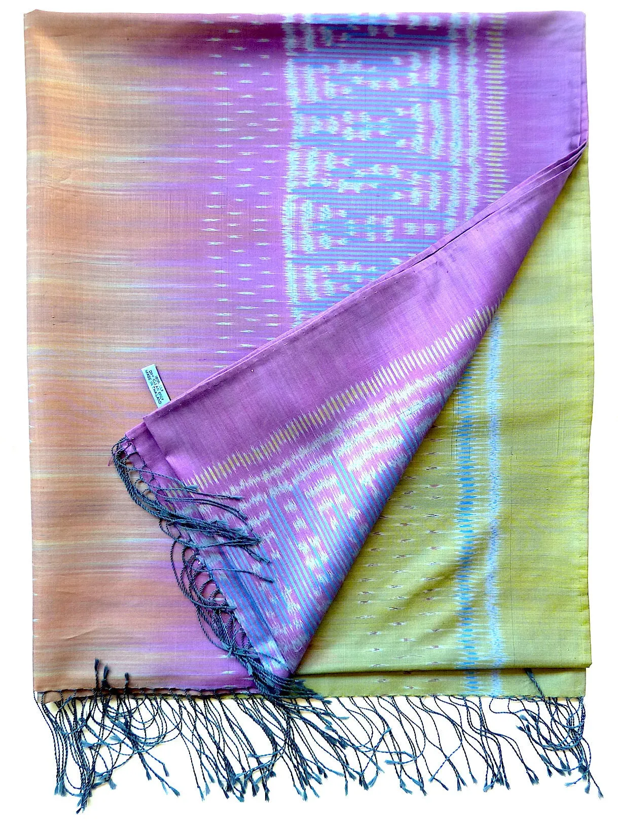 Silk Ikat Shawl Or Throw Amethyst Gold