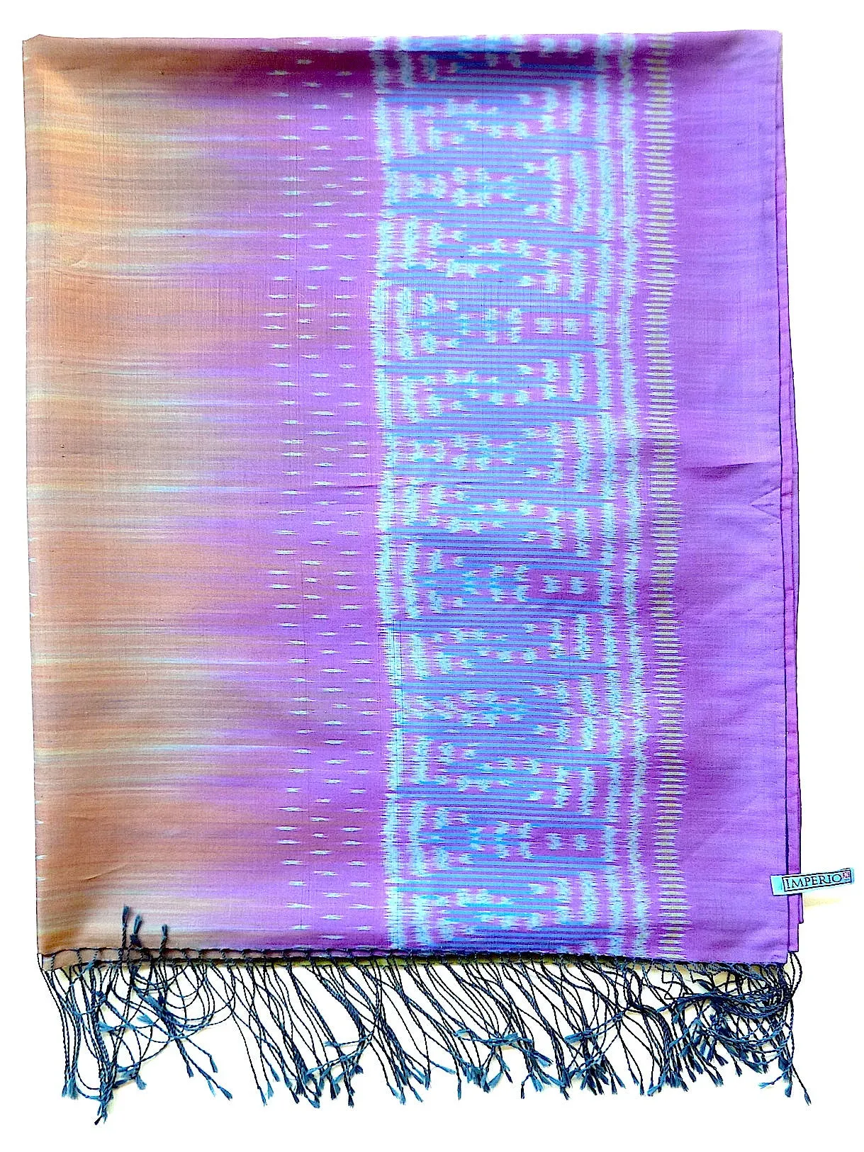 Silk Ikat Shawl Or Throw Amethyst Gold