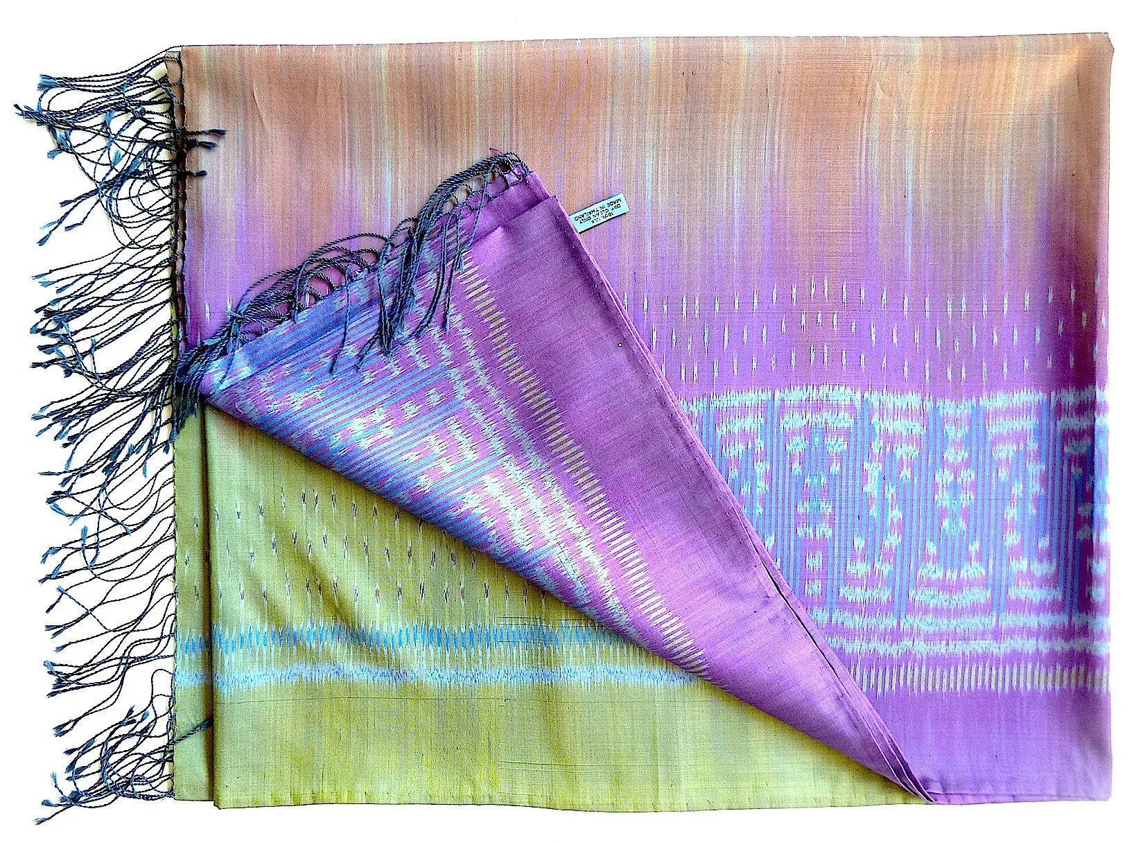 Silk Ikat Shawl Or Throw Amethyst Gold