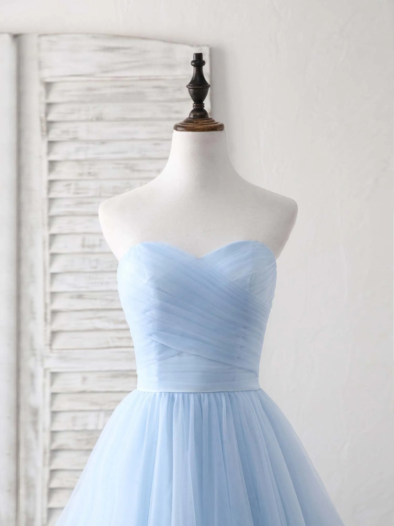 Simple Sweetheart Blue Tulle Long Prom Dress Blue Evening Dress