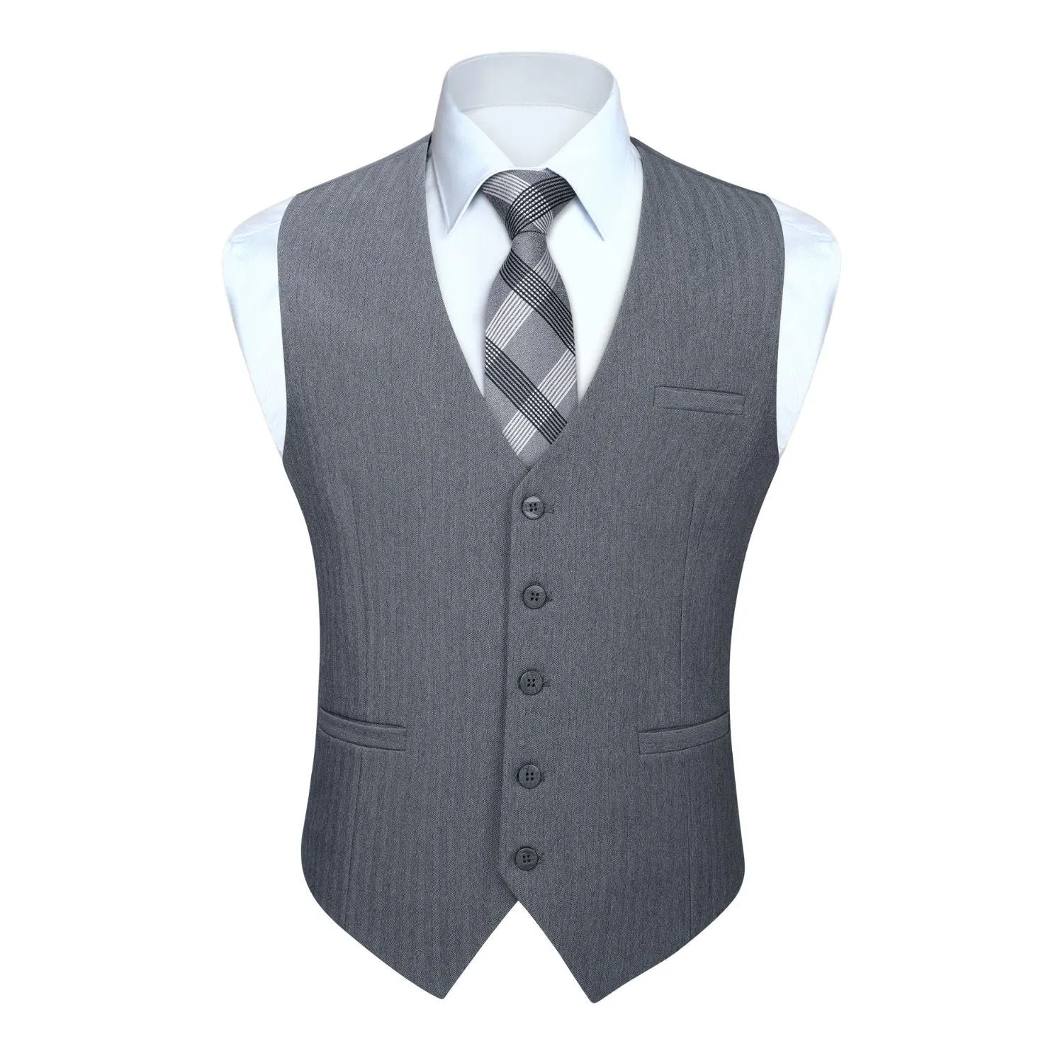 Solid Slim Suit Vest - C2-GREY