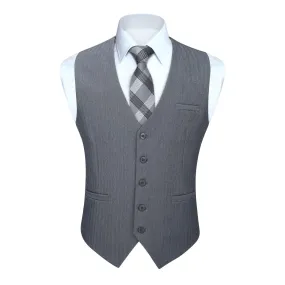 Solid Slim Suit Vest - C2-GREY