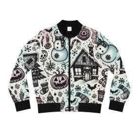 Spooky Snowy Scene - Women's Bomber Jacket (AOP)