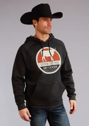 Stetson Dry Goods Mens Black Cotton Blend Longhorn Hoodie