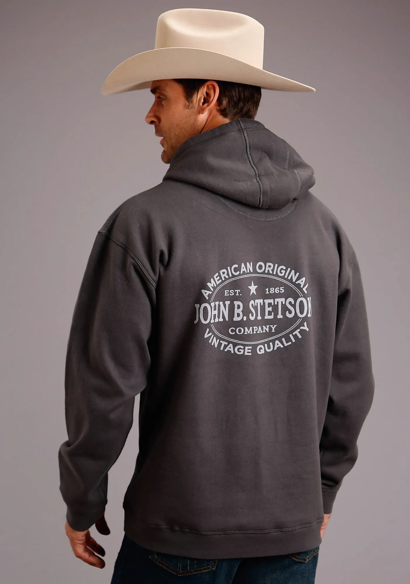 Stetson Mens Blue Cotton Blend Left Star Hoodie