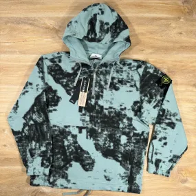 Stone Island Camouflage Half-Zip Hoodie in Green Grey