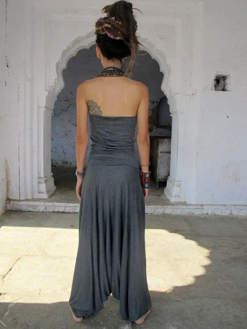 Strapless Grey Harem Jumpsuit