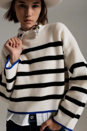 Striped Sweater - Cream/black