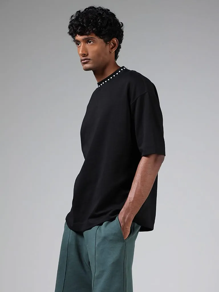 Studiofit Black Relaxed-Fit Crew Neck T-Shirt