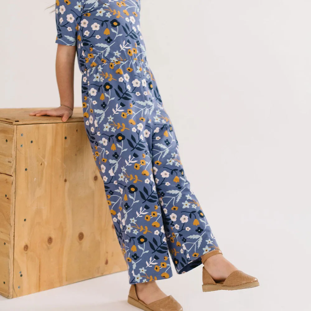 The Short Sleeve Wide Leg Jumpsuit in Underwater Florals